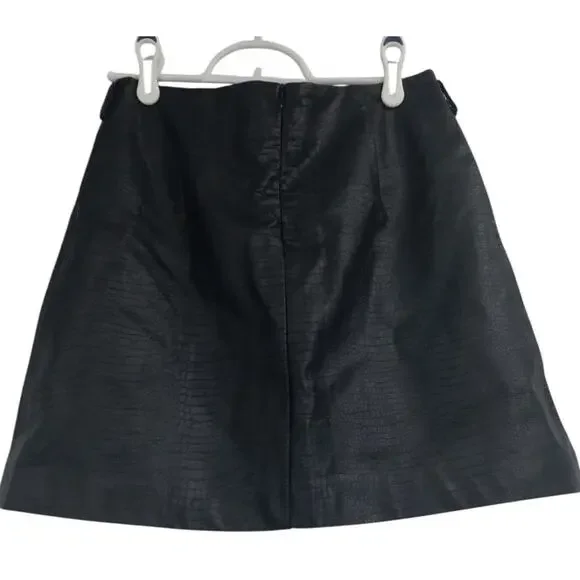 NWT HALARA Faux Leather Animal Skin Mini Skirt size Medium Black - Picture 4 of 5